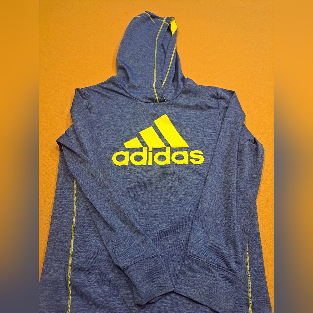 Adidas Boys ClimaLite Logo Screen Print Pullover Lightweight Hoodie size M